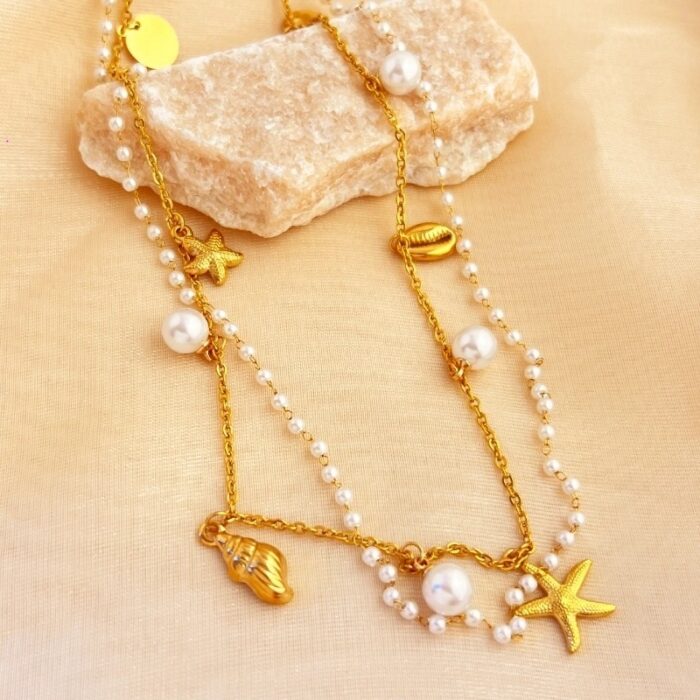 Collier « Rayons Marins » Plaqué Or 18K