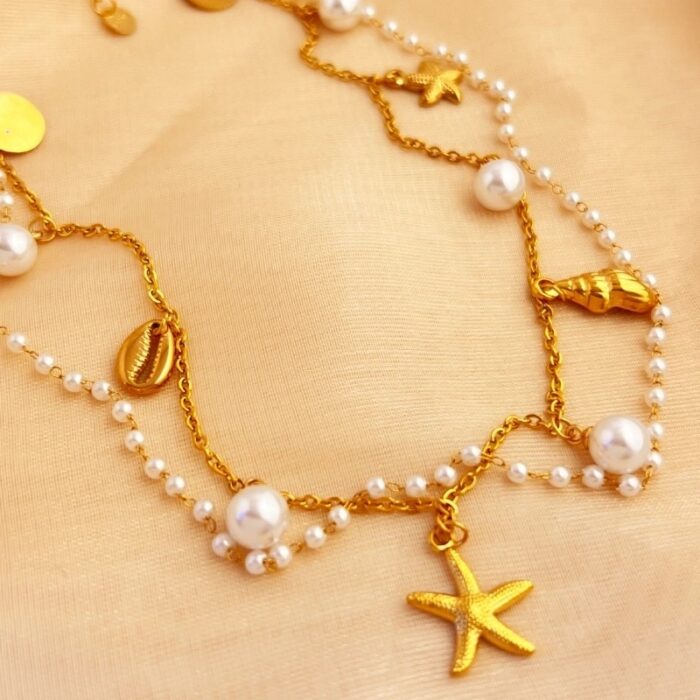 Collier « Rayons Marins » Plaqué Or 18K