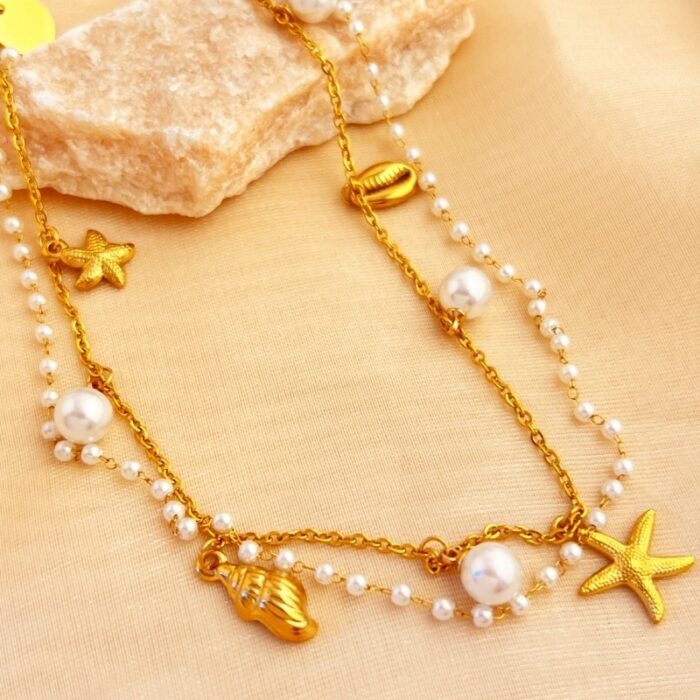 Collier « Rayons Marins » Plaqué Or 18K